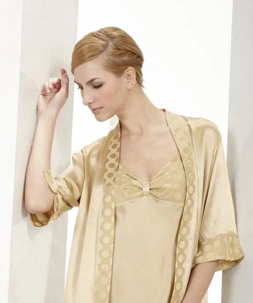 Women's Robe and Chemise Set - 100% Pure Natural Silk Nightwear for Healthy Sleep