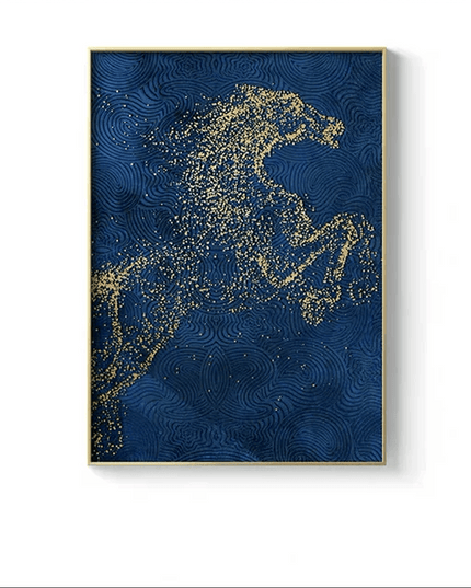Equestrian Gold: Customizable Urban Abstract Canvas Artwork for Home and Office Decor