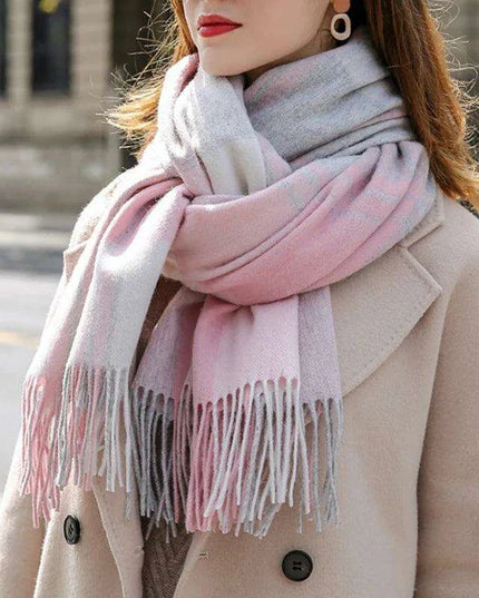 Chic Cashmere Plaid Wrap - Elegant Winter Neck Accessory