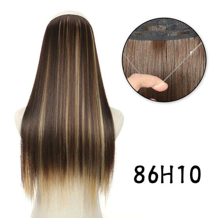 Blonde and Black Halo Hair Extensions for Effortless Volume and Length Boost