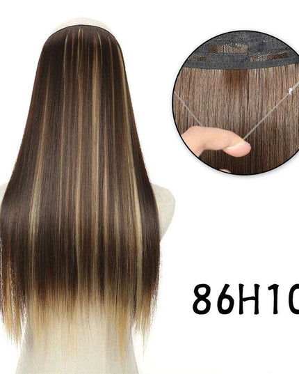 Blonde and Black Halo Hair Extensions for Effortless Volume and Length Boost