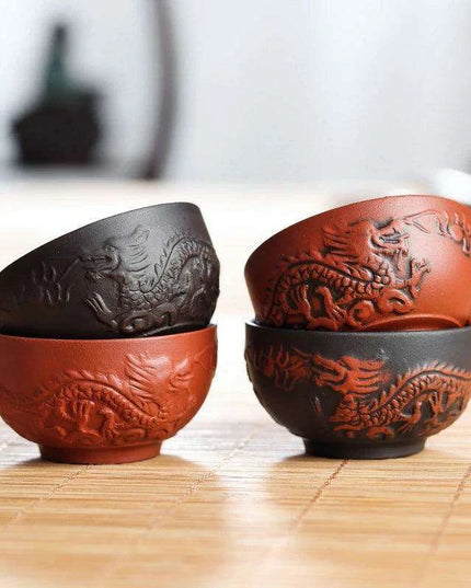 Handmade Artisan 6-Piece Purple Clay Tea Cup Collection for Tea Lovers