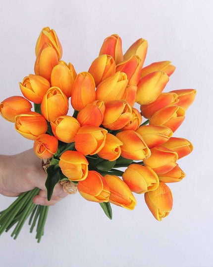 Sophisticated White Tulip Faux Floral Set - 10 Realistic Stems for Elegant Home Styling