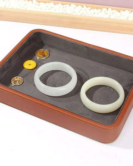 Elegant Genuine Leather Organizer Tray for Jewelry, Cosmetics, and Keys