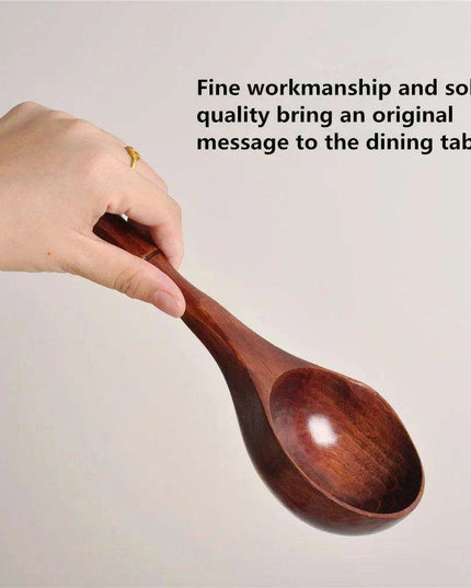 Chic Chestnut Wood Extended Handle Soup Ladle - Sophisticated Cooking Spoon for Your Culinary Space