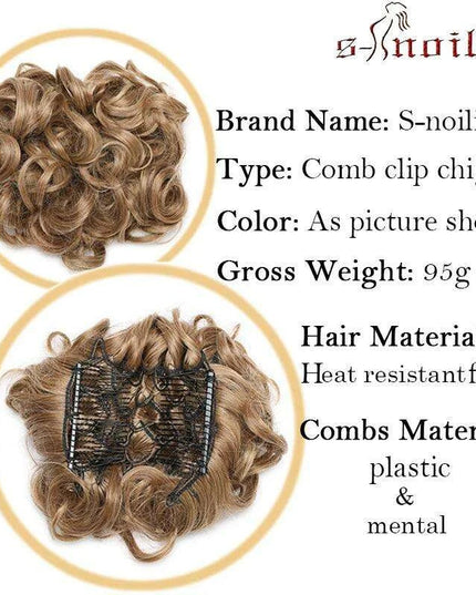 Elegant Ombre Curly Chignon Hairpiece with Comb - High Heat Resistant Women's Extension