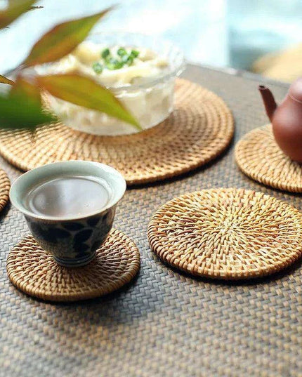 Handcrafted Sustainable Rattan Coasters - Eco-Friendly Drink Accessories for Every Occasion