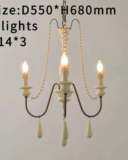 Nordic Elegance: Customizable Vintage Grey Wooden Chandelier