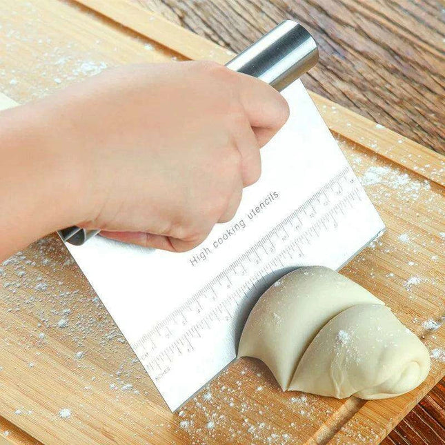 Stainless Steel Dough Scraper & Pastry Tool Set with Integrated Measuring Scale for Precision Baking