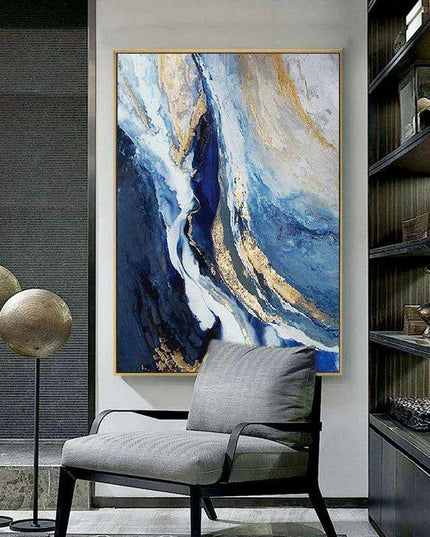 Tranquil Abstract Canvas Art in Nordic Blue - Stylish Modern Decor for Any Space