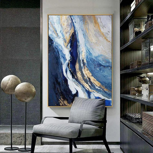 Tranquil Abstract Canvas Art in Nordic Blue - Stylish Modern Decor for Any Space
