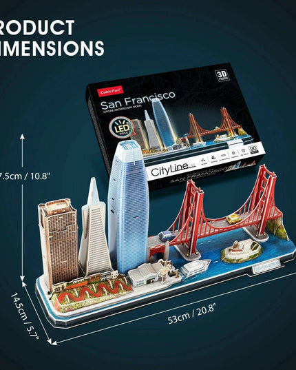 San Francisco Skyline LED 3D Puzzle - Interactive Architectural Model Kit for All Ages