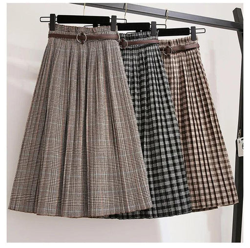 New 2019 autumn winter High Waisted thick maxi Skirt Pleated Skirts Vintage Plaid Skirt Free Shipping Plus Size 3xl FreeDropship