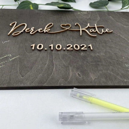 Personalized 3D Heart-Shaped Wedding Guest Book - Cherished Love Story Keepsake