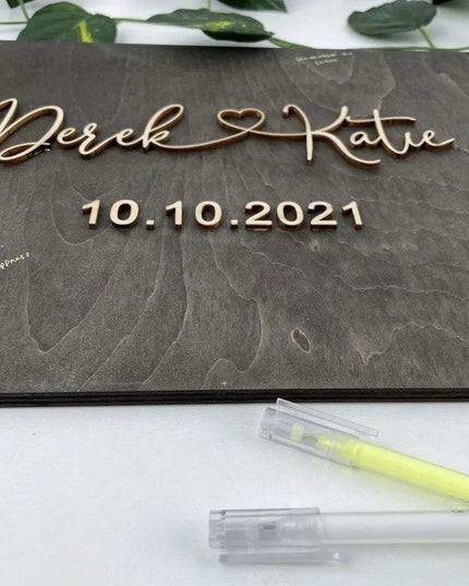 Personalized 3D Heart-Shaped Wedding Guest Book - Cherished Love Story Keepsake