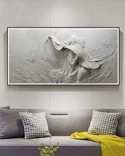 Timeless Elegance: Eco-Friendly Abstract Woman in Hat Canvas Art