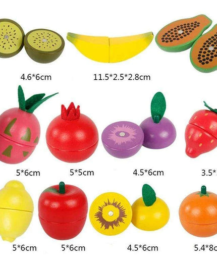 Montessori Wooden Kitchen Playset - Interactive Pretend Cooking Toy with Fruit & Vegetable Cutting Set for Children