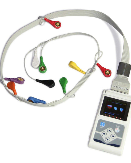 Portable 12-Channel ECG Holter Monitor with LCD for 24-Hour Cardiac Evaluation