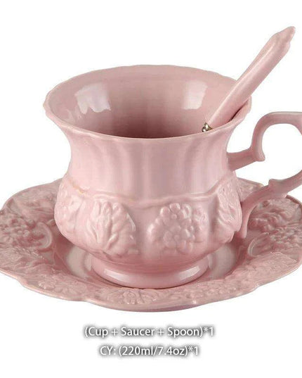 Delightful Retro Pink Floral Porcelain Tea Set - Stylish Teapot and Cup Pair