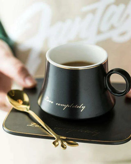 Luxurious European Porcelain Coffee Set with Gold Accents for a Refined Dining Experience