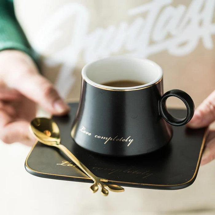 Luxurious European Porcelain Coffee Set with Gold Accents for a Refined Dining Experience