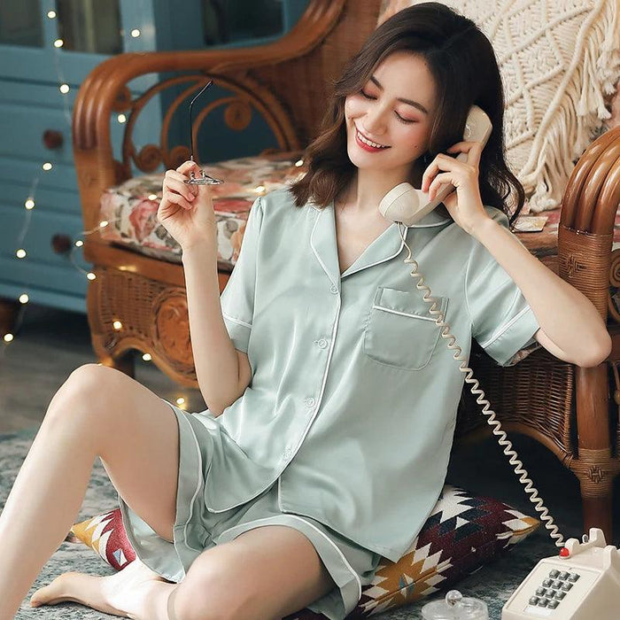 Trendy Summer Women's Lounge Set - Cozy Short Sleeve Top and Breezy Shorts