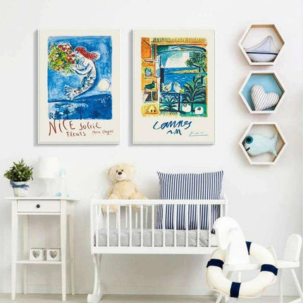 Coastal Tranquility: Nordic Abstract Art & Typography Collection