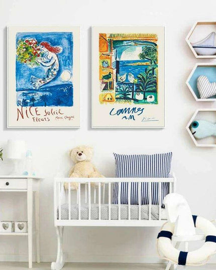 Coastal Tranquility: Nordic Abstract Art & Typography Collection