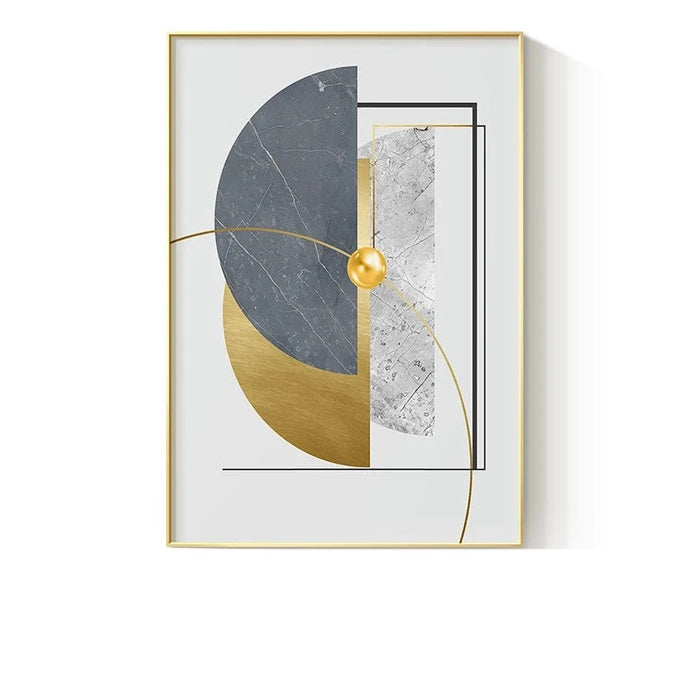 Golden Abstract Geometric Art Canvas Print - Luxurious Home Decor Masterpiece
