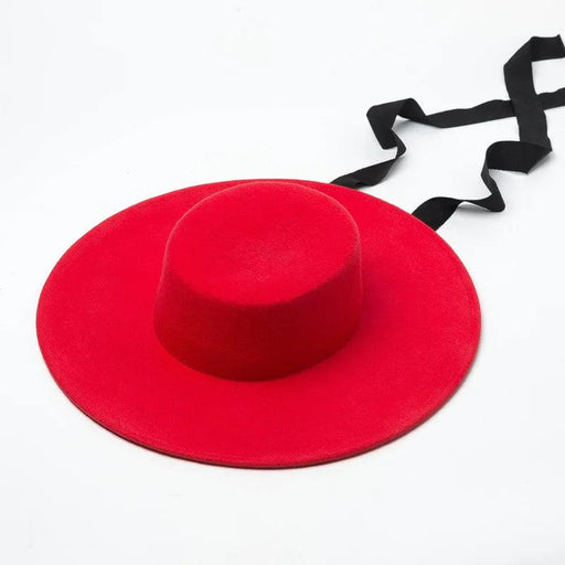 Elegant Wool Boater Hat - Fashionable Wide Brim Felt Hat with Stylish Ribbon for Men and Women - Essential Winter Outdoor Accessory