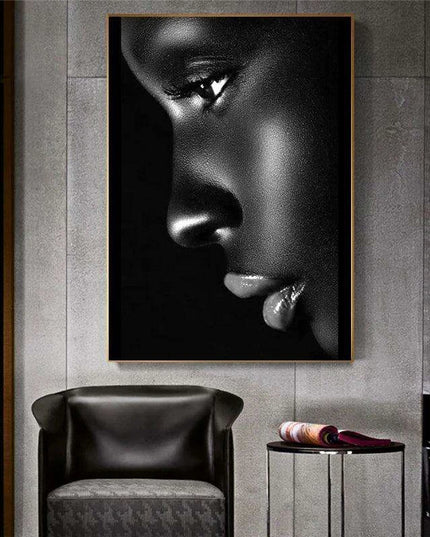 Graceful Elegance: Stunning Oil Painting of an African Woman with Luscious Lips