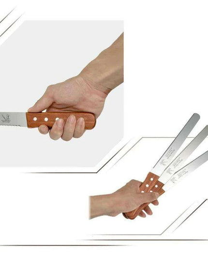 Gourmet Artisan Bread Knife Collection: Elegant Wooden Handle Duo