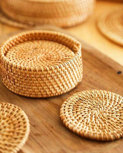 Handcrafted Sustainable Rattan Coasters - Eco-Friendly Drink Accessories for Every Occasion