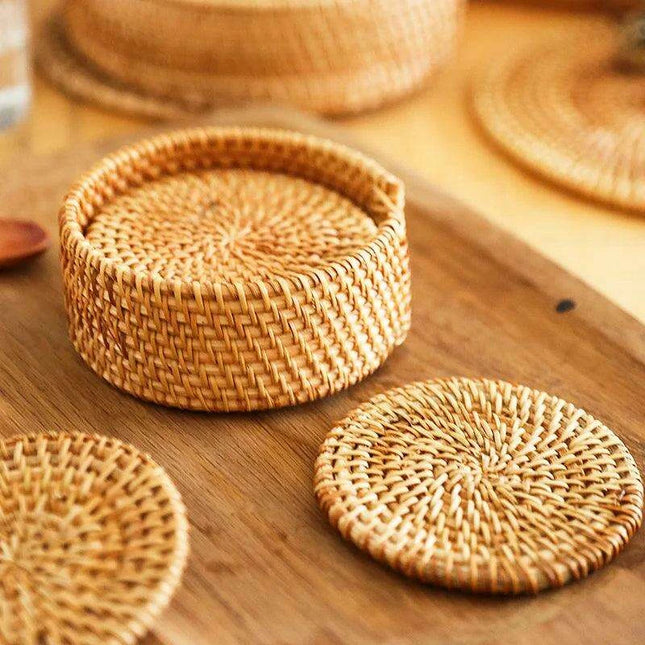 Handcrafted Sustainable Rattan Coasters - Eco-Friendly Drink Accessories for Every Occasion