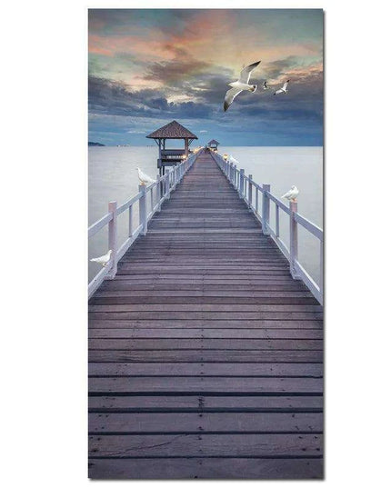 Serene Nordic Coastal Pier Canvas Art