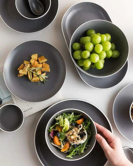 Elegant Customizable Gray Matte Ceramic Dining Collection for Memorable Gatherings