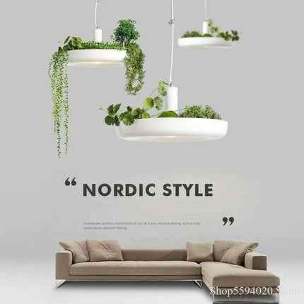 Modern Adjustable Iron LED Plant Pendant Lamp - Stylish Indoor Hanging Light for Home Decor