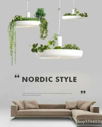 Modern Adjustable Iron LED Plant Pendant Lamp - Stylish Indoor Hanging Light for Home Decor