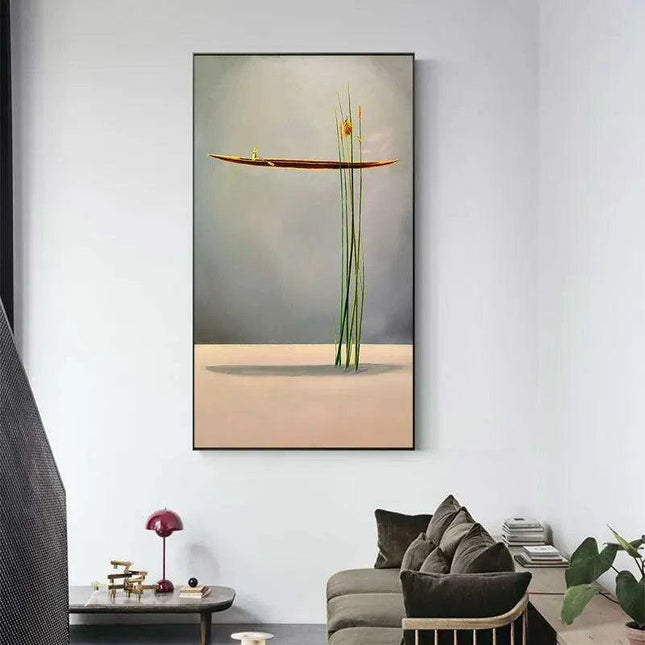 Golden Serenity: Traditional Chinese Boat Landscape Canvas Art for Timeless Home Elegance