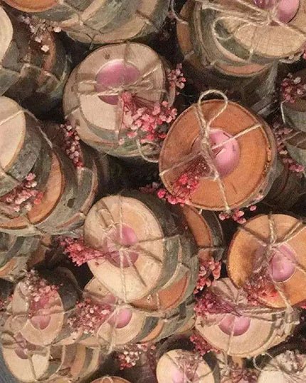 Personalized Rustic Oak Tealight Candle Holders - 15-Piece Celebration Set