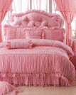 Pink / Full size 1.6M 4pcs / Bed Skirt Style