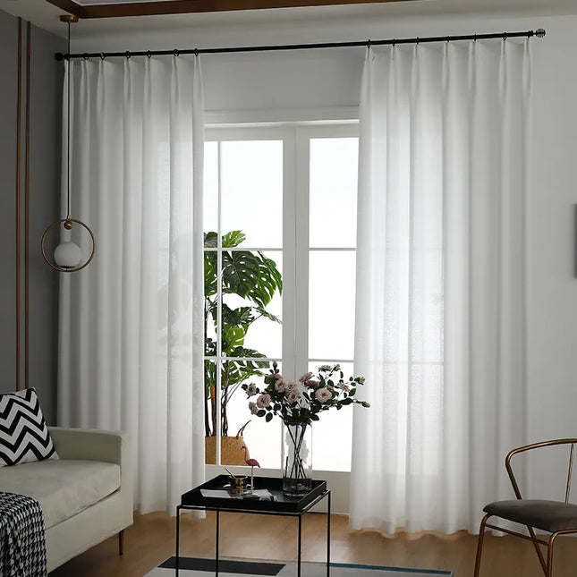 Luxury Solid White Sheer Curtains – Half Transparent Tulle Drapes & Custom Sizes