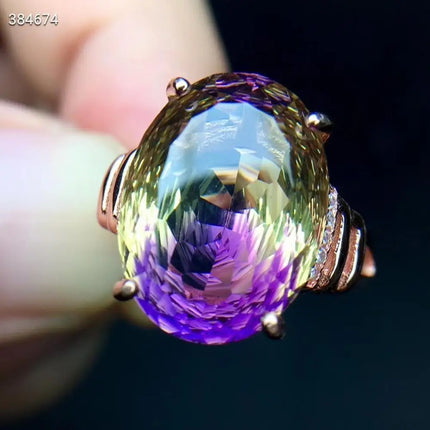 Natural Purple Yellow Ametrine Quartz Resizable Ring Faceted Cut Women Adjustable Size Ring Ametrine 12*16mm Rare Gift AAAAAA natural-purple-yellow-ametrine-quartz-resizable-ring-faceted-cut-women-adjustable-size-ring-ametrine-12-16mm-rare-gift-aaaaaa
