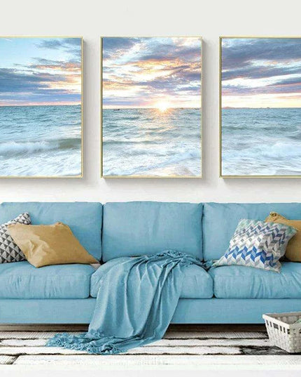 Coastal Serenity Sunrise Canvas Print - Ocean Waves Home Decor