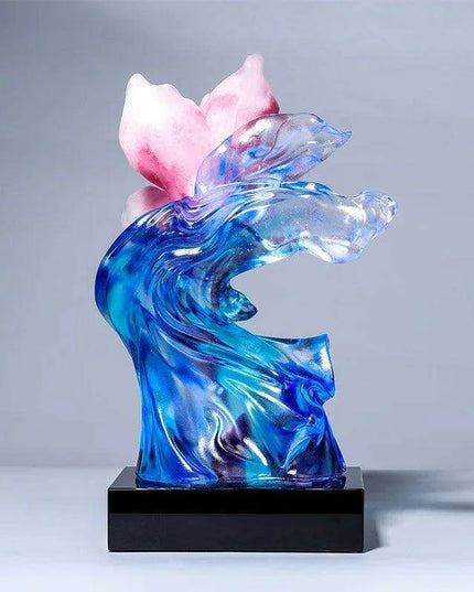 Artisan Crafted Colored Glaze Magnolia Blossom Glass Flower Collection