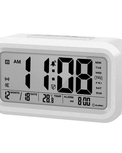English Voice-Activated Alarm Clock with Temperature, Calendar, Snooze, and Backlight Features