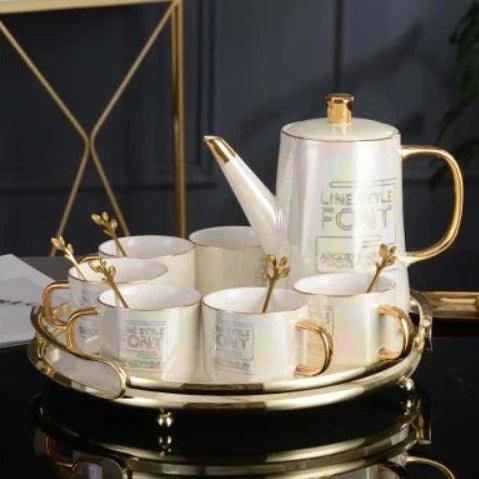 Nordic Gold Elegance: Premium Ceramic Tea and Coffee Set
