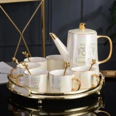 Gold Ceramic Coffee Tea Set with Bone China Accents