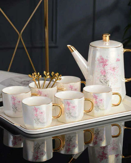 Nordic Gold Elegance: Premium Ceramic Tea and Coffee Set