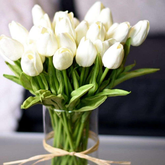 Elegant White Tulip Artificial Flower Set - Perfect for Stylish Home Decoration